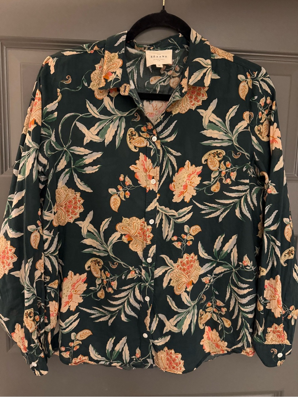 Sézane Piero Sheer Floral Button-Down Blouse - Picture 2 of 5